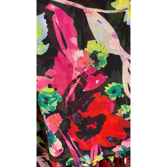 Tahari Arthur S. Levine Womens Dress Tie-Waist Vibrant Floral Size 4 V Neck - Picture 10 of 14
